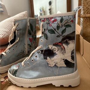 NWT - Floral Cat Print Women's Combat Boots